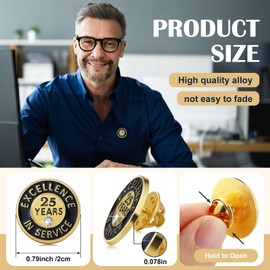 Ferreve 50 Pcs Year of Service Pin Employee Excellence Award Lapel Pin Performance Recognition Reward Anniversary (25 Year)