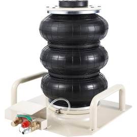 3-Ton White Air Bag Jack – 6600lbs Heavy-Duty Pneumatic Lift for Trucks & SUVs | 5.5"-15.7" Rapid Lift, Dual Handle Design & Triple Safety Valves