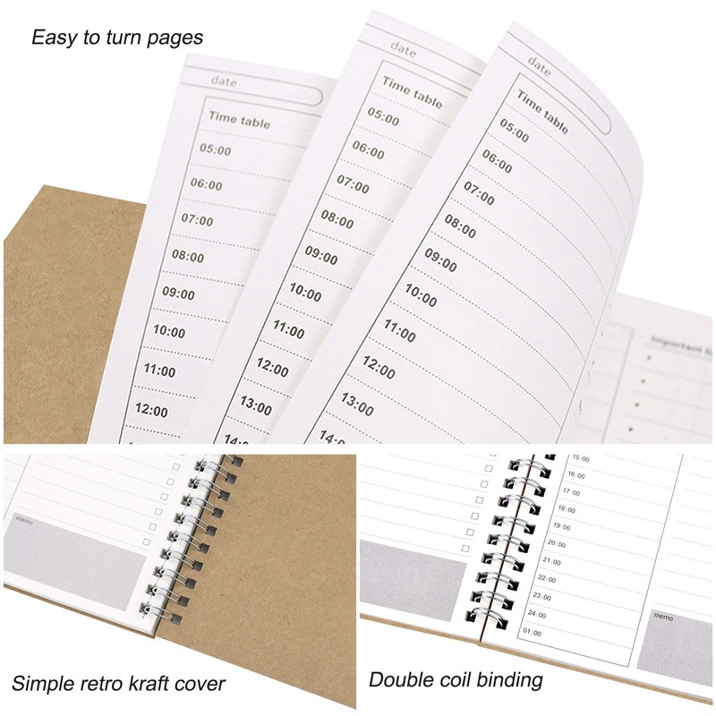 Time Management Manual to Do List Daily Planner Notepad Brown