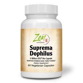 Zen Supplements - Suprema-Dophilus - 5 Billion CFU Probiotic - 8 Strains - Shelf Stable and Acid Resistant - Supports Gastrointestinal & Immune Health 60-Caps