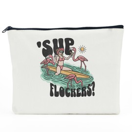 Funny Flamingo Gifts, Summer Gifts, Flamingo Makeup Bag Cosmetic Bag, Flamingo Stuff, Flamingo Decor Accessories for Women Sister Niece Coworker Female Mom Lady Flamingo Lovers, Graduation Birthday