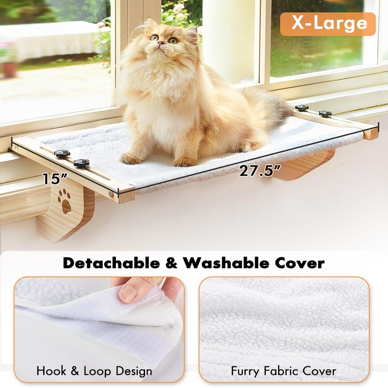 AMOSIJOY Cat Sill Window Perch Sturdy Cat Hammock Window Seat
