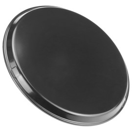 QWORK Restaurant Grade 14-Inch Round Non-Slip Tray, 4 Pack, Black Plastic with Rubber Liner
