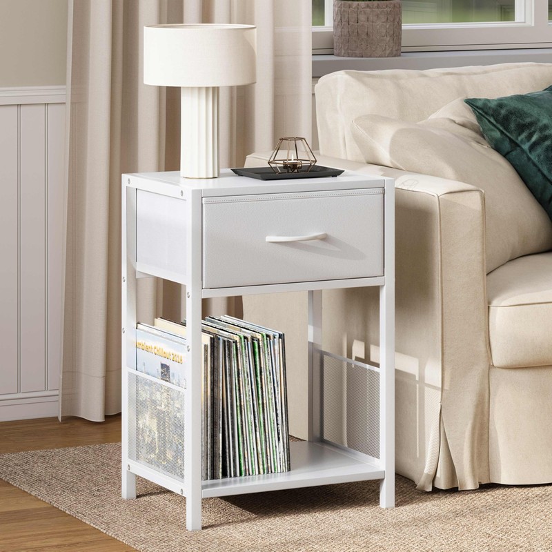 YAUKOMEL Nightstand Set of 2,End Table with Fabric Drawer,Side Table
