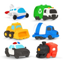 Zippytots 6 juguetes de baño flotantes para vehículos, sin moho, juguetes de bañera para niños de 12 meses, juguetes de bañera sin agujeros para niños de 1 a 3 años, juguetes de piscina de agua para bebés de 1 a más de 1 año