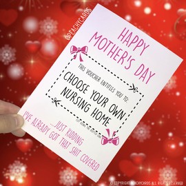 Funny Mother's Day Card Funny Card for Mum Card for Mom Mothers Day Card Funny Card, Card for Her Funny Joke Voucher Nursing Home Mum PC258