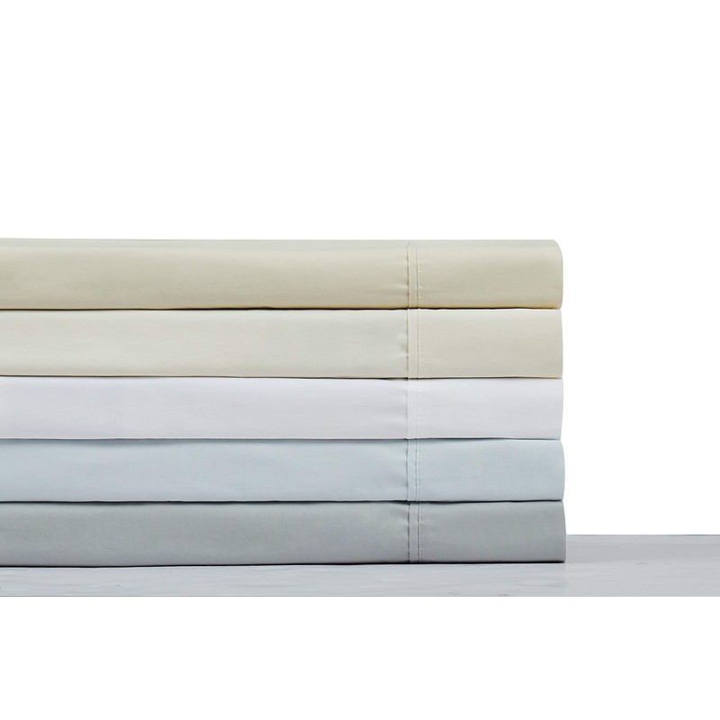 Charisma Percale Cotton 400 Thread Count Sheet Set, Full, White
