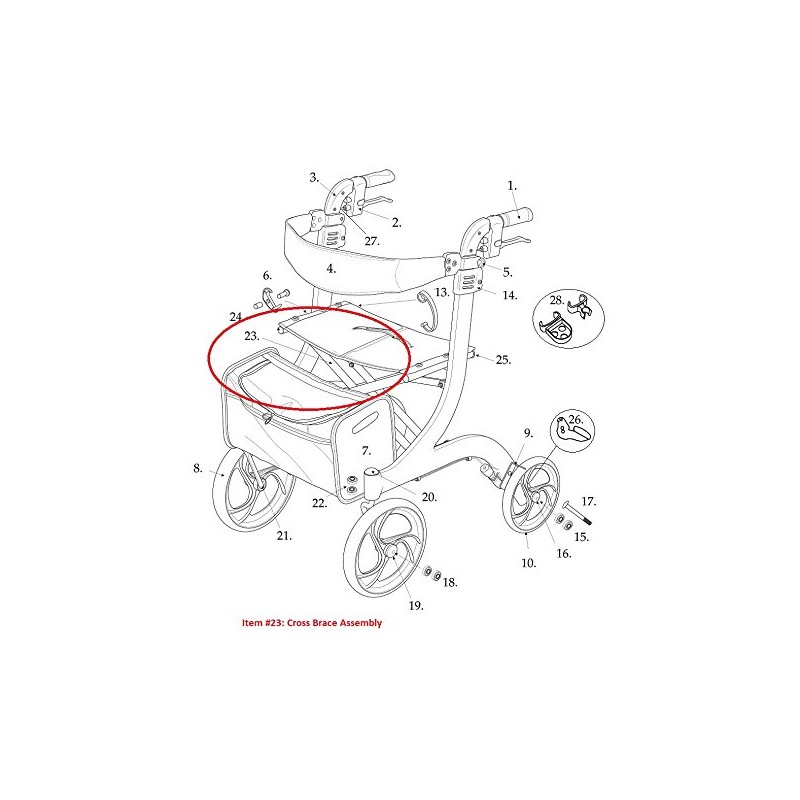 Cross Brace Assembly for Drive RTL10266-T Nitro Rollator Walker (for