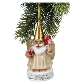 Pacific Giftware Garden Gnome Angel with Wine for Hanging, Christmas Tree Decoration Figure