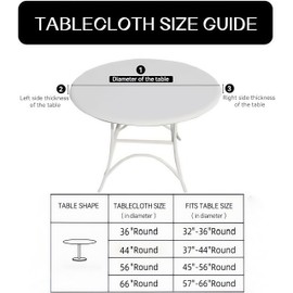 HRNJJYP Round Vinyl Fitted Tablecloth with Flannel Backing Elastic Edge Design Table Cover Waterproof Oil-Proof PVC Table Cloth Stain-Resistant Wipeable for 57"-66" Round Table