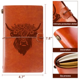 Highland Cow Gifts Highland Cow Leather Journal Notebook with Pen for School Home Office Stationery Supplies Highland Cow Lover Gifts Accessories
