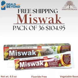 Essential Palace Organic Miswak Toothpaste Fluoride Free Vegetable Base 36 Pack