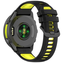 Miimall Sport Band for Garmin Forerunner 970/570 47mm/255/265 Strap, Quiet Release, 22mm Silicone Adjustable Bracelet Replacement Wristband for Venu 2/3, Vivoactive 4 for Men Women, Black-Green