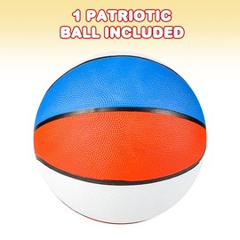 ArtCreativity Patriotic Basketball for Kids, 9.5” Ball with Red, White, & Blue Colors, 4th of July Party Favors & Decorations, Patriotic Supplies for Memorial & Independence Day - Sold Deflated
