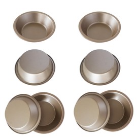 Proshopping 5 Inch Mini Pie Pans, Round Pie Tart Small Tin, Reusable Nonstick Carbon Steel Pie Pan Plate Set for Oven, Tiny Pie Tin for Pot Pies, Bread, Cakes, Quiches - 8PCS, Gold