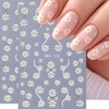 6 Sheets Cute Daisy Nail Stickers 3D Self Adhesive Embossed