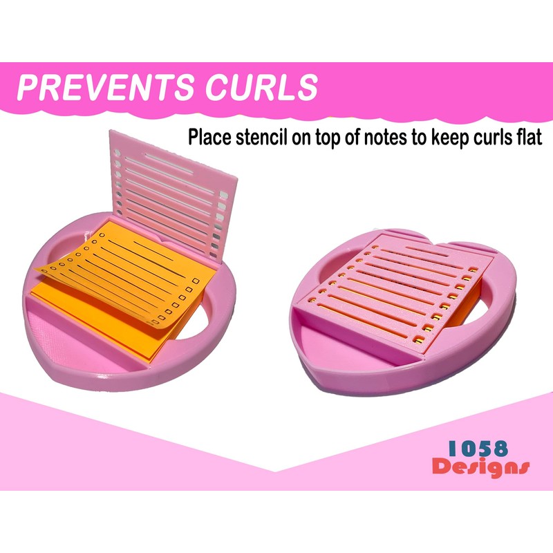 Heart Sticky Note Holder with Stencil Pink, Sticky Note Dispenser