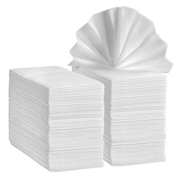 [200 Count] Linen-Feel Guest Towels - Disposable Cloth Dinner Napkins, Bathroom Paper Hand Towels, Wedding Napkins