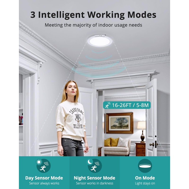 wowatt 2Pcs Battery Operated Ceiling Lights Rechargeable Motion Sensor Light