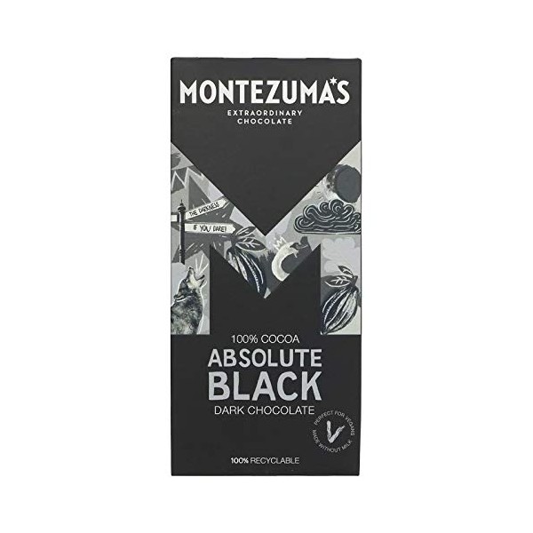 Montezuma's Absolute Black 100% Cocoa Bar 4 X 90 Grams