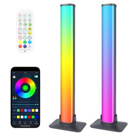 LED Light Bar, 2 Pieces, Smart RGB Lamp, Dimmable Ambient Light, TV Backlight, USB Powered, Music Sync, Bluetooth, with App and Remote Control for PC, Gaming, Decoration, Room, Aquarium Decoration