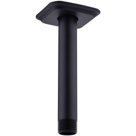 Shower Arm with Flange Ceiling Mounted 6 Inch Rainfall Shower Head Extention, NPT 1/2 to NPS 1/2 Stainless Steel Extender, Matte Black