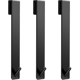 Kontoyo Shower Door Hooks(10 Inch),Extended Over Door Hooks for Bathroom Frameless Glass Shower Door,Stainless Steel Towel Hooks,Heavy Duty Rack Hooks for Robe,Towel-3 Pack-Black