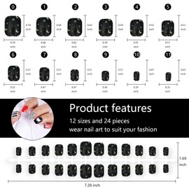LoveOurHome 240pc Square Press on Nails Short Fake Nails Flower Heart Star False Nail Tips Short Artificial Nails Press ons Nail Cute Presson Fake Fingernails for Women Kids Teen Girls