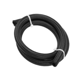 Motoforti Universal Car Fuel Gas Line Hose, 3ft 6AN, Nylon Stainless Steel, Black, 1 Pc