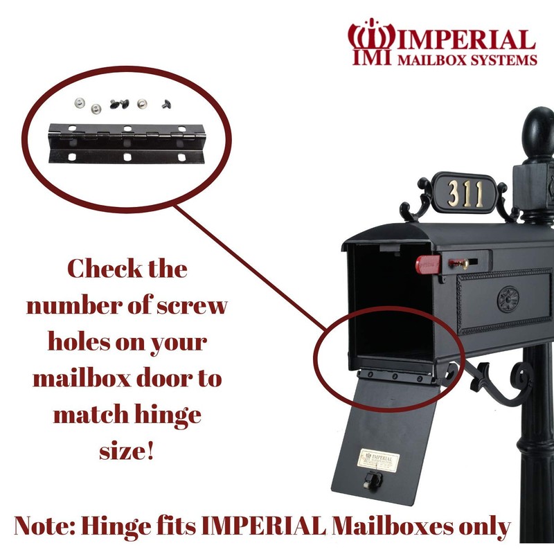 Imperial Mailbox Systems Door Hinge Size 6 Screw Holes Black
