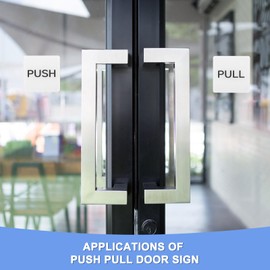 GLOKUUCA Push Pull Door Sign - 2 Pack Self-Stick Door Safety Sign Fits for Stores Cafes Shops Square Acrylic - (2 x 2inch, White)