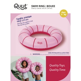 Quut Premium 40cm Inflatable Buoy Swim Ring - Design and Fun - Ages 18+ Months - Durable Premium Vinyl Cherry Red