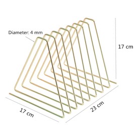 Rose Gold Shrinkable Metal Book Holder, Triangle 7 Slot Desktop File Sorter Book Rack Organizer, Art Desktop Magazine Holder for Office Home Decoration