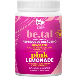 Holistic Beauty Peptidos de Colageno Grass Fed en Polvo Be.Tal Pink Lemonade sabor Limon - Pitahaya Acido Hialurónico, Biotina, Vitamina C, E 20 porciones, 300 gr