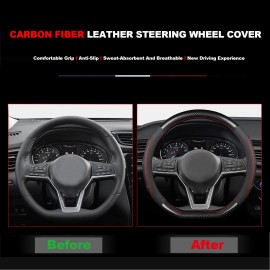 XUKEY 15" Steering Wheel Cover D Shape Carbon Fiber For Nissan Rogue Altima Sentra