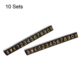 sourcing map Adjustable Removable Mini Cube Price Tag Display Number Letter Price Label Stand Block Kit for Shop Counter Gold on Black,6.3x9mm,10 Sets