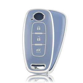 OFFCURVE Car Key Cover Car Key Case Key Fob Cover Car Key Protector Compatible with Nissan Ariya B6/B9 X-Trail T32/T33 Qashqai J12 Juke F16 Altima Teana Pathfinder Rogue Bluebird Kicks (Blue Silver)