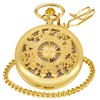 Tiong Gold Hollow Compass Covered Quartz Men's Pocket Watch,Luminous Arabic
