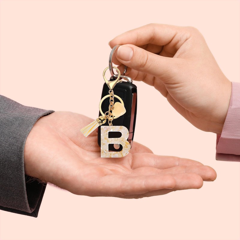 PATIKIL Alphabet Initial Letter Keychain, Resin Cute Keychains with Tassel