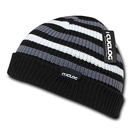 CUGLOG Kilimanjaro Striped Beanie, Black/White/Grey