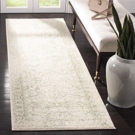 SAFAVIEH Adirondack Collection 2'1" x 6' Ivory / Sage ADR109V Oriental Distressed Non-Shedding Living Room Entryway Foyer Hallway Bedroom Runner Rug