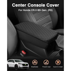 Shademax Custom Fit for Center Console Cover Honda CR-V CRV 2023 2024 Armrest Cover Center Console Pad PU Leather Armrest Seat Box Cover Protector CR-V Accessories Anti-Scratch Black