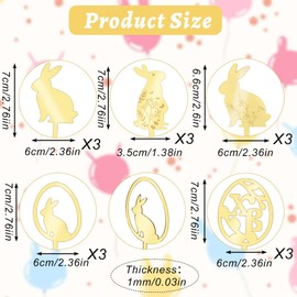 URROMA Cupcake-Topper-Set für Ostern, Motiv: Happy Easter, goldener Hasen-Kuchenanhänger, Spiegel, Acryl, Kuchenspieße, Ostern, Party, Obst, Desserts, Dekoration, Zubehör, 15 Stück