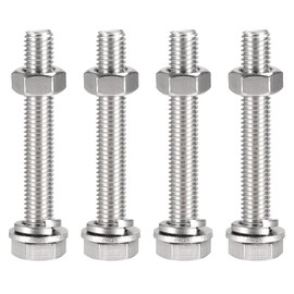 TA-VIGOR 4Pcs M10 x 70mm Hex Head Screws Bolts, Nuts, Flat & Lock Washers Kits, Fully Thread Hexagon Bolts, High Tensile Cap Screws for Metal Work, Automotive Machinery, Bike Motorcycles Repair