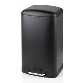 MoNiBloom 10.5-Gallon Step Trash Can with Soft-Close Lid for Kitchen Bathroom Bedroom Living Room Home Office Dorm Fingerprint-Proof Foot Pedal Garbage Bin with Removable Inner Bucket Black 40-Liter