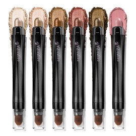 LUXAZA PRO BROWN NEUTRAL Eyeshadow Stick Makeup 6PCS Set, Metallic Shimmer Matte Cream Eye Shadow Eyeliner Brightener Pencil Crayon - BROWN NEUTRAL