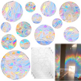 Pack of 39 Round Prisms Window Stickers, Suncatcher Stickers, Sun Catcher Bird Anti-Collision Window Stickers, Window Stickers, Electrostatic Adsorption for Stops Birds, Door Window