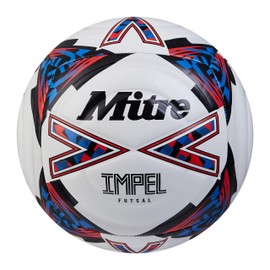 Mitre Unisex-Adult Impel Futsal 24 Football, White/Black/Bib Red, 4