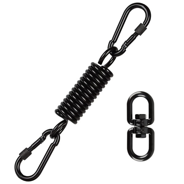 Xingsky Steel Spring Swing Spring, Ceiling Safety Spring, Load Capacity up to 250 kg, with Two Carabiners, 360° Swivel Hook for Swing, Hammock, Yoga, Punching Bag