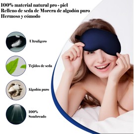 Antifaz para Dormir, Comodidad de Seda Suave Ajustable con Máscara para Dormir Adecuada para Viajar, Hombres y Mujeres de Oficina (Azul)